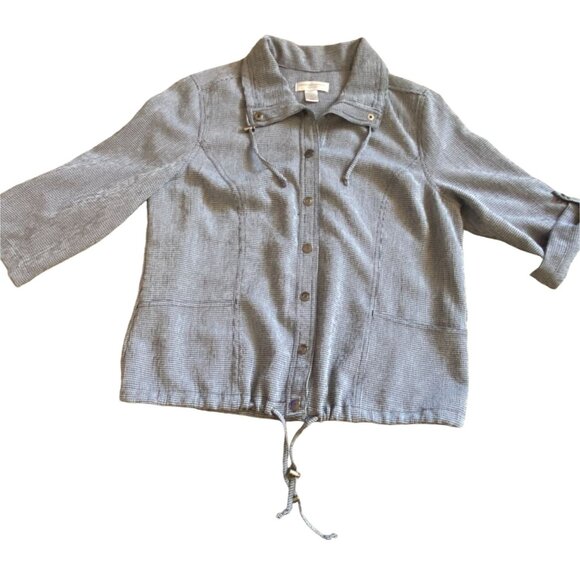 Christopher & Banks Womens Light Weight Snap Front Half Sleeve Blouse-Petite Lg - Picture 1 of 10